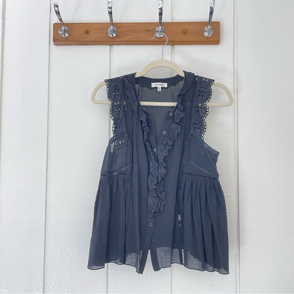 Max Studio black flutter sleeve top
